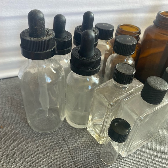 40+ Glass Apothecary bottles Amber Green Blue Clear Dropper Vials Small UPCYCLE - Picture 9 of 11
